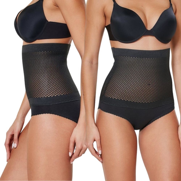 Majtki wyszczuplające brzuch talię wysoki stan czarne