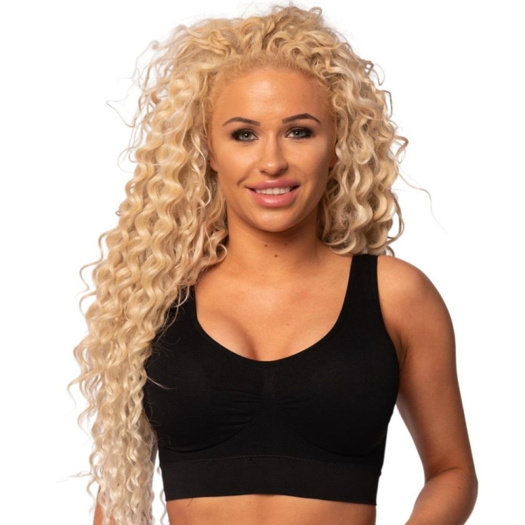 Biustonosz sportowy top push-up fitness czarny