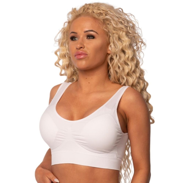 Biustonosz sportowy top push-up fitness biały