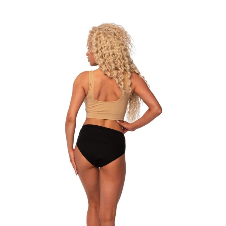 Biustonosz sportowy top push-up fitness beżowy