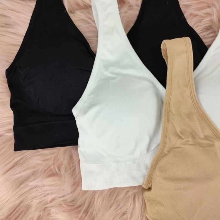 Biustonosz sportowy top push-up fitness beżowy