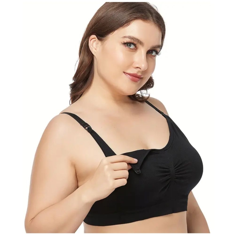 Biustonosz ciążowy miękki stanik do karmienia czarny