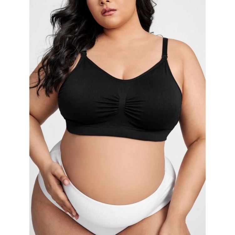 Biustonosz ciążowy miękki stanik do karmienia czarny