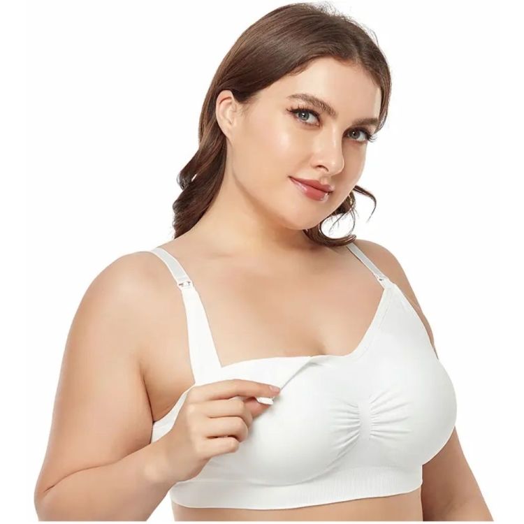 Biustonosz ciążowy miękki stanik do karmienia biały