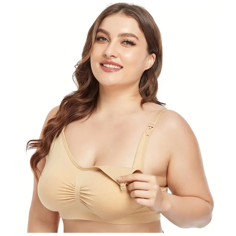 Biustonosz ciążowy miękki stanik do karmienia beżowe