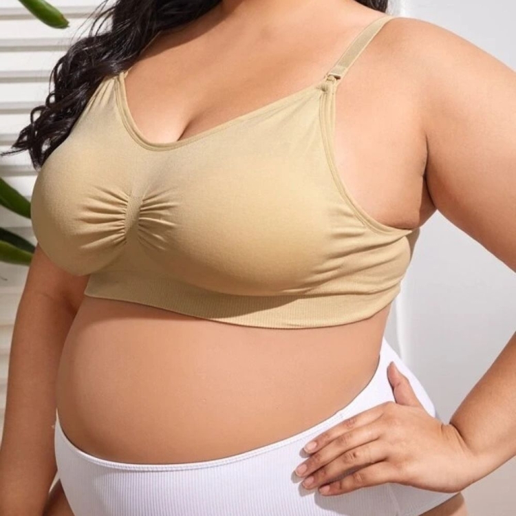 Biustonosz ciążowy miękki stanik do karmienia beżowe