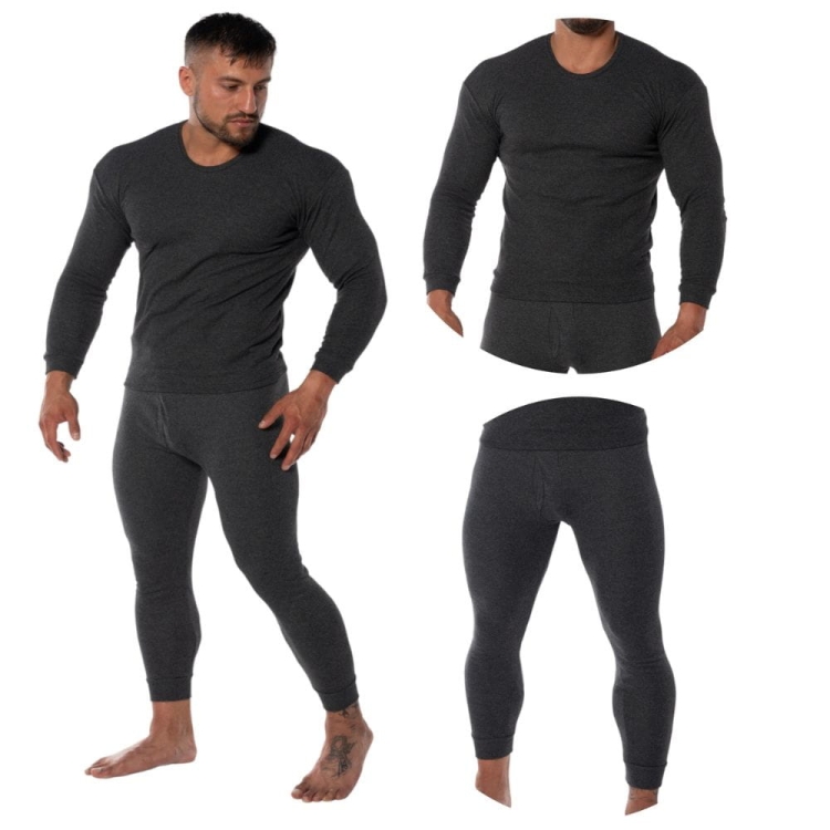 Podkoszulek kalesony bawełniane męskie komplet ciemnoszary