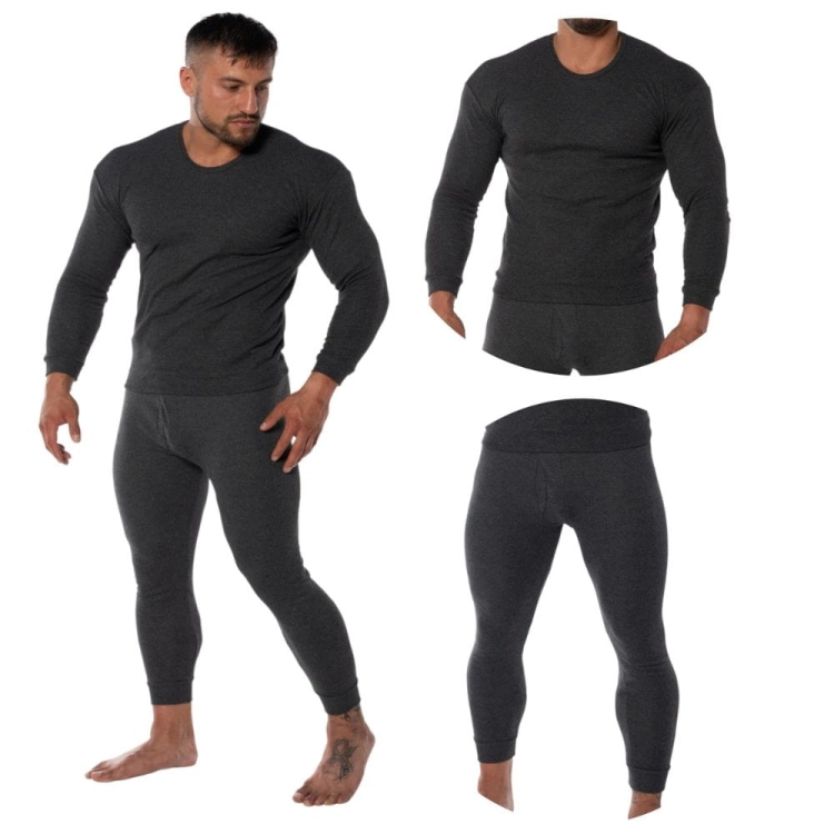 Podkoszulek kalesony bawełniane męskie komplet ciemnoszary