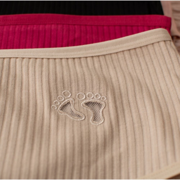 6 PAR Figi damskie w prążki z motywem łapek mix kolorów