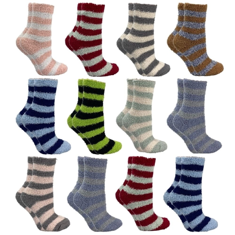 12 PAR Skarpety damskie ciepłe zimowe skarpetki bukla mix kolorów