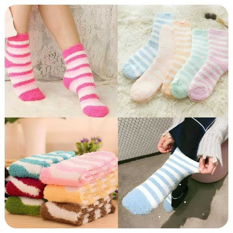 12 PAR Skarpety damskie ciepłe zimowe skarpetki bukla mix kolorów