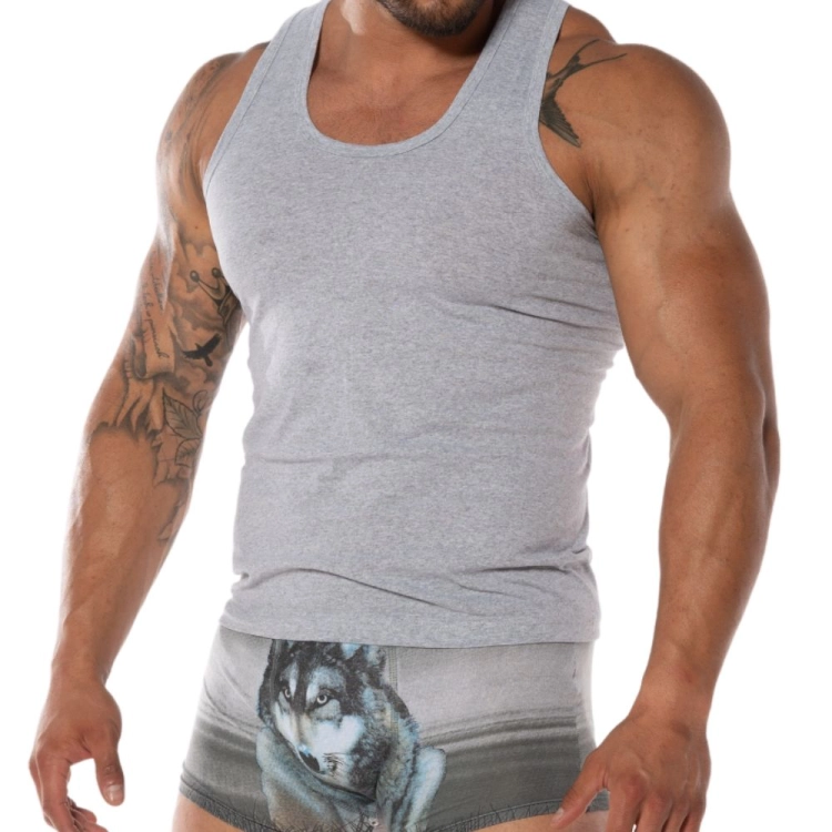 Koszulka męska bawełniana bez rękawów podkoszulek jasnoszary