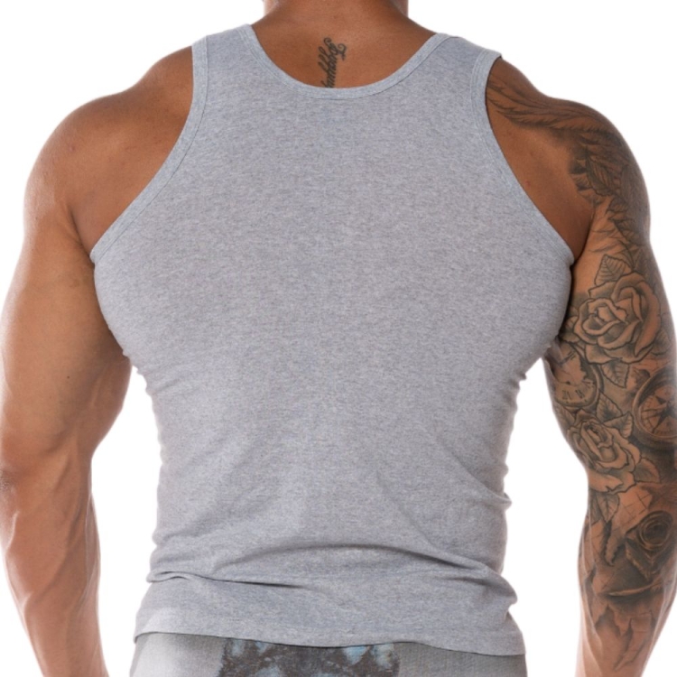 Koszulka męska bawełniana bez rękawów podkoszulek jasnoszary