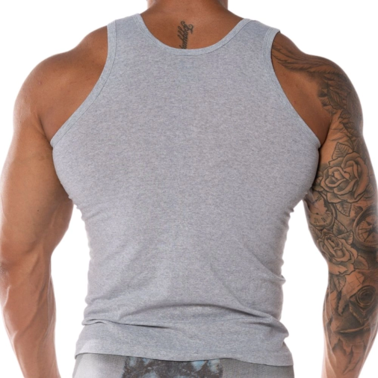 Koszulka męska bawełniana bez rękawów podkoszulek jasnoszary