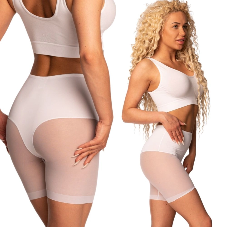 Majtki z nogawkami damskie elastyczne modelujące uda białe