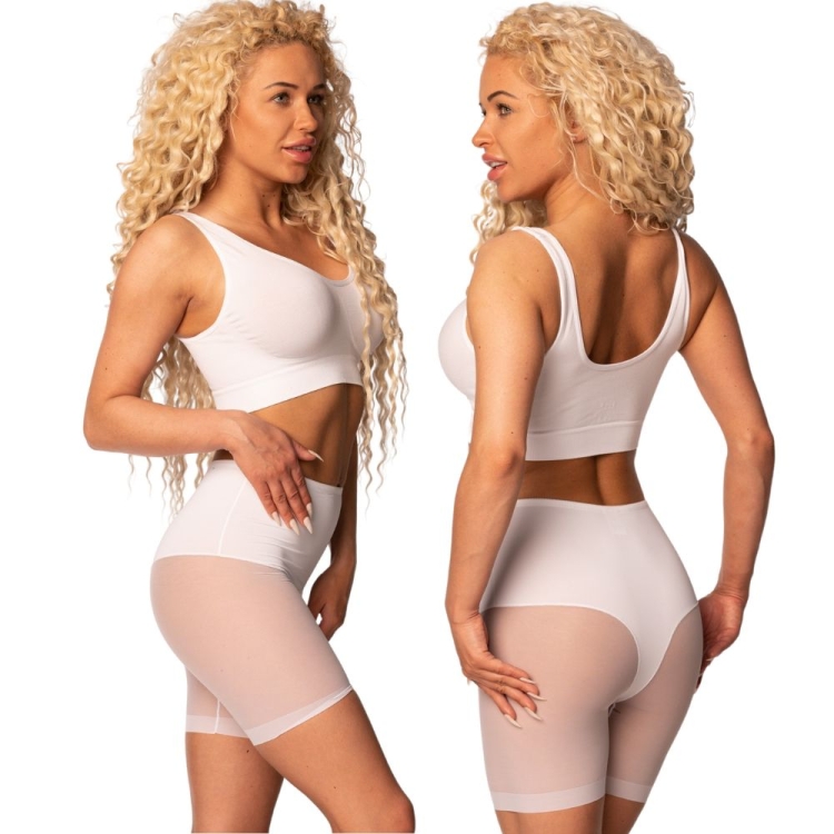 Majtki z nogawkami damskie elastyczne modelujące uda białe