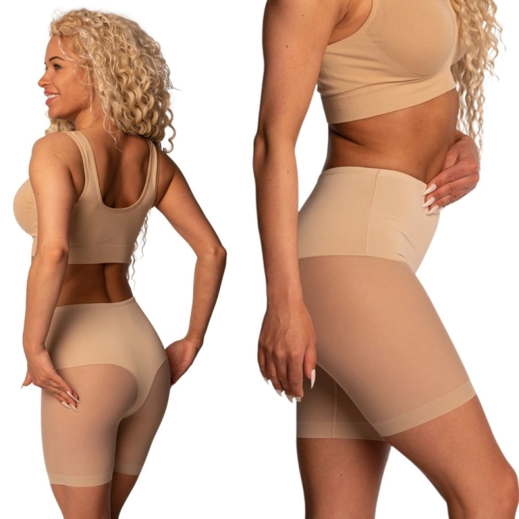 Majtki z nogawkami damskie elastyczne modelujące uda beżowe