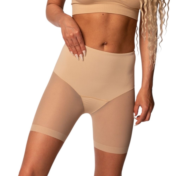 Majtki z nogawkami damskie elastyczne modelujące uda beżowe