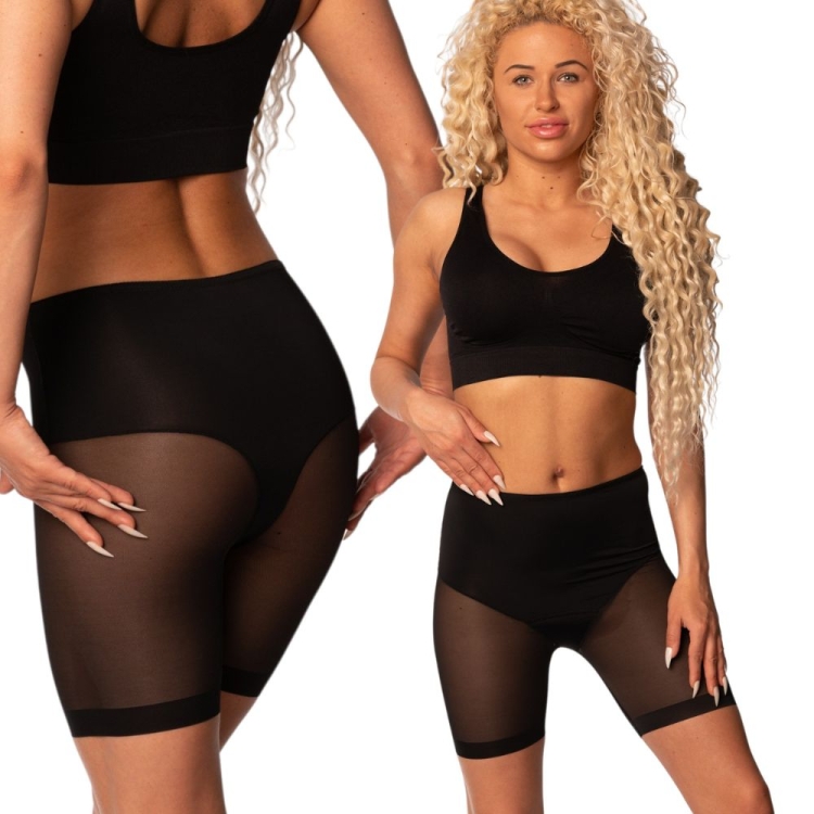 Majtki z nogawkami damskie elastyczne modelujące uda czarne