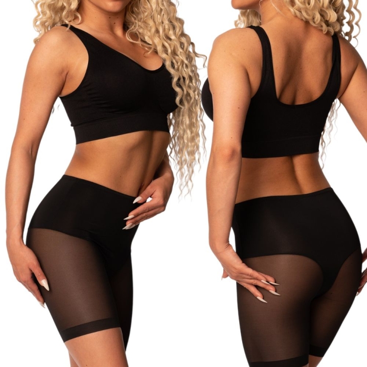 Majtki z nogawkami damskie elastyczne modelujące uda czarne