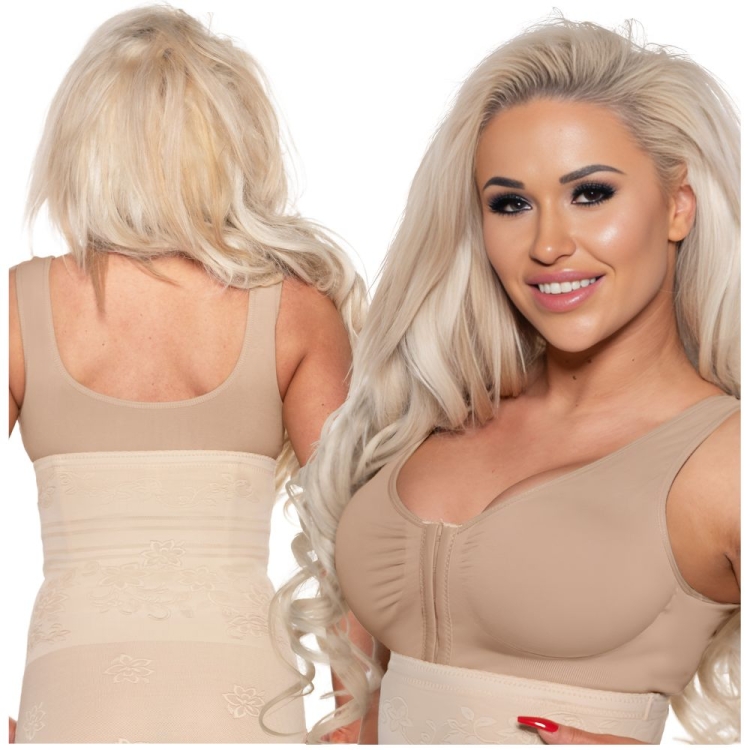 Biustonosz damski zapinany z przodu bez fiszbin brązowy