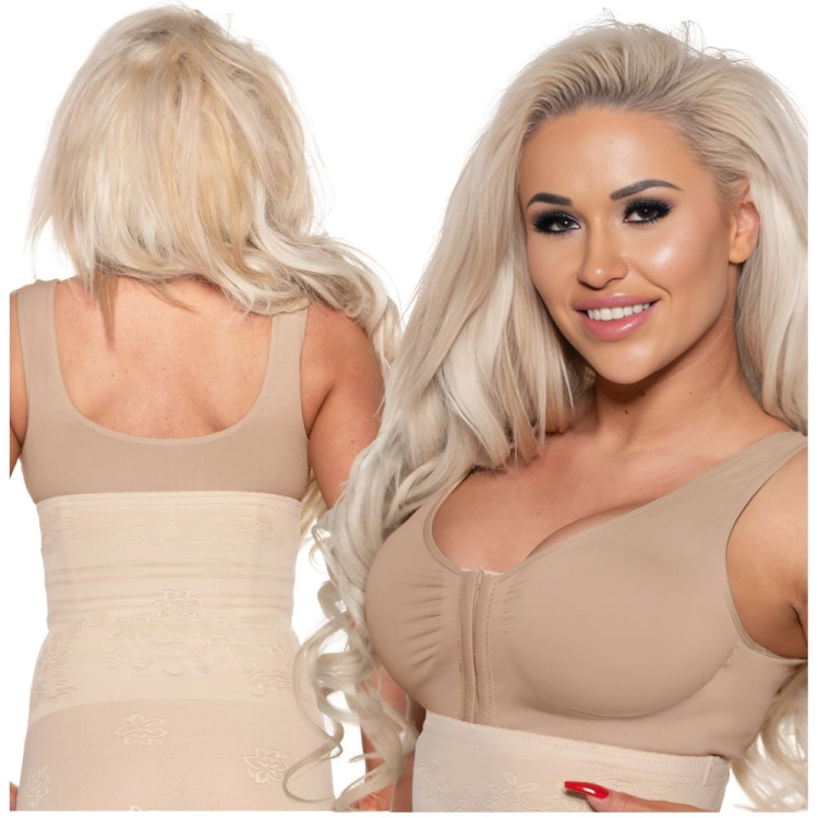 Biustonosz damski zapinany z przodu bez fiszbin brązowy