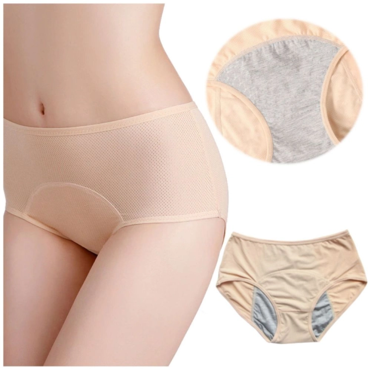 Majtki menstruacyjne na okres chłonne wielorazowe beżowe