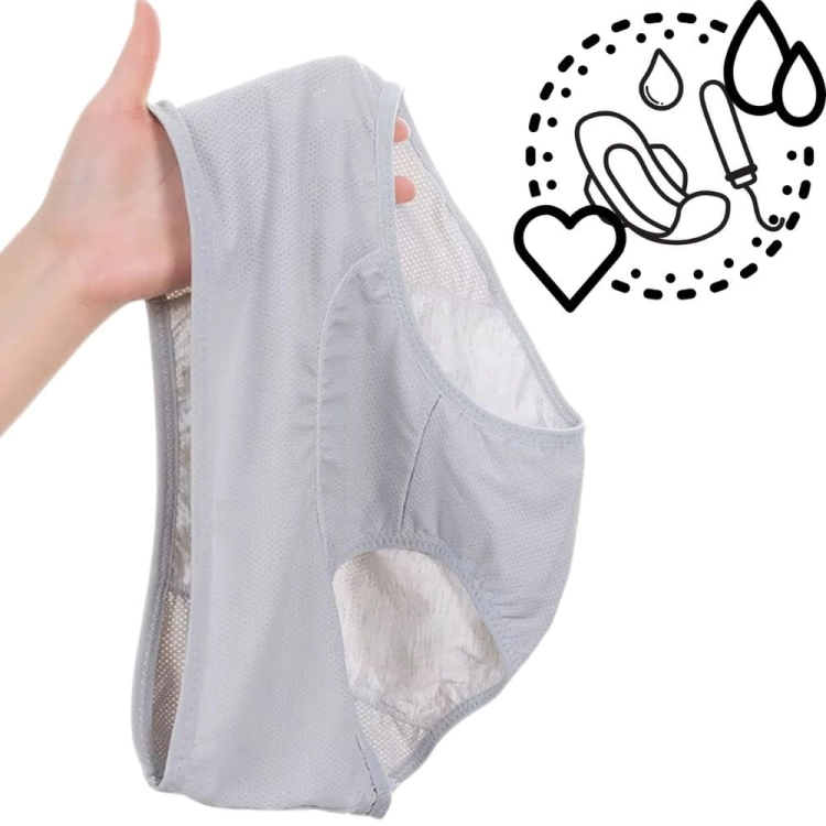 Majtki menstruacyjne na okres chłonne wielorazowe szare