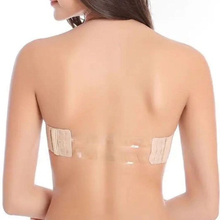 Biustonosz bardotka bez ramiączek push-up silikonowy tył beżowy