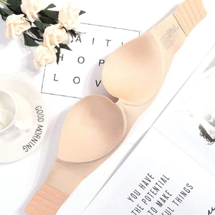 Biustonosz bardotka bez ramiączek push-up silikonowy tył beżowy