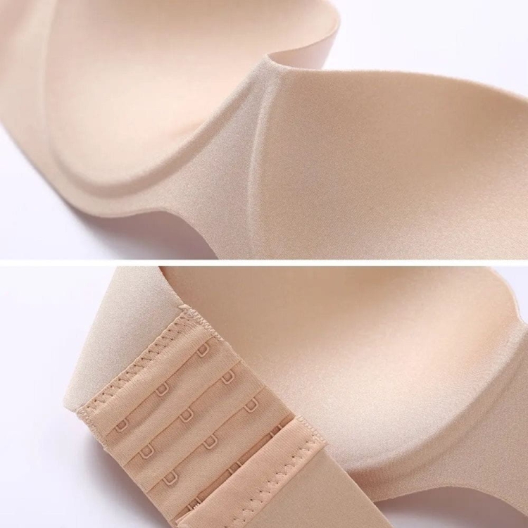 Biustonosz bardotka bez ramiączek push-up silikonowy tył beżowy