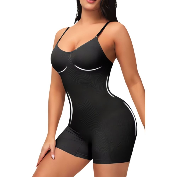 Body wyszczuplające na ramiączkach z nogawkami czarne