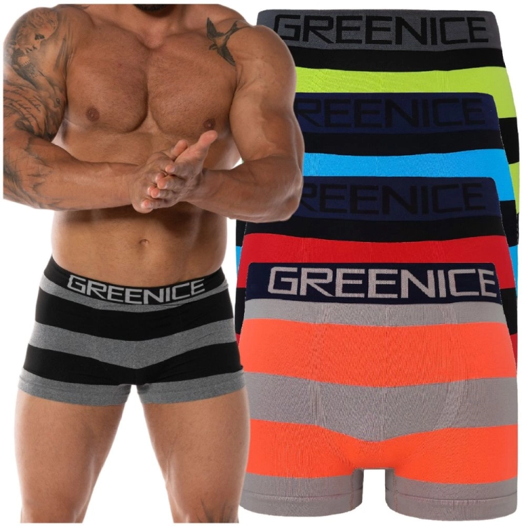 4 PARY Bokserki męskie majtki w paski mix kolorów