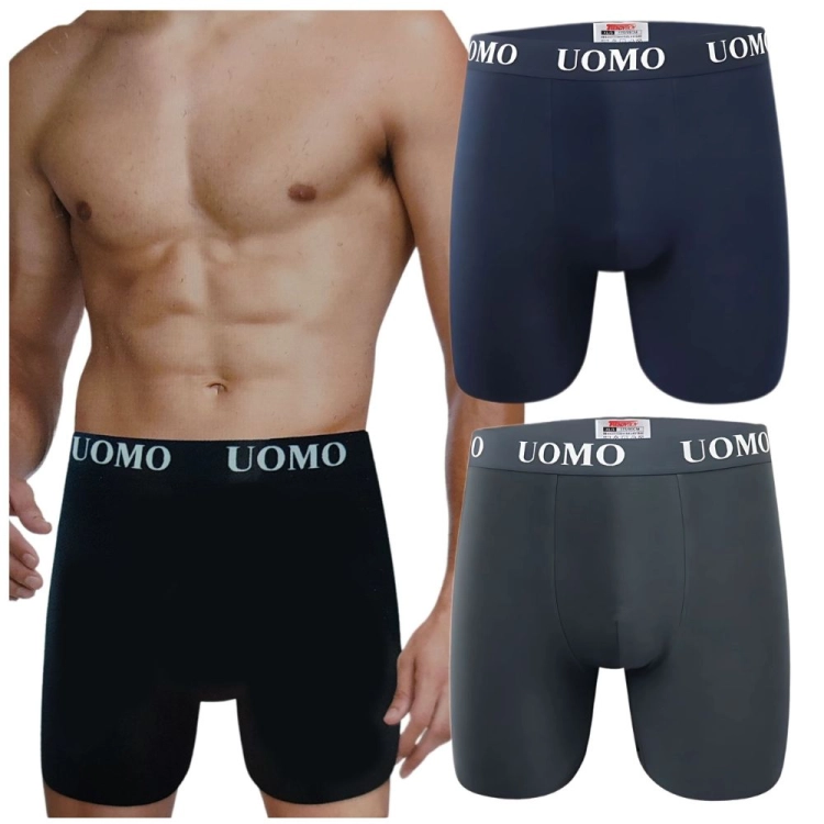 3 PARY Bokserki męskie bawełniane z długą nogawką mix kolorów