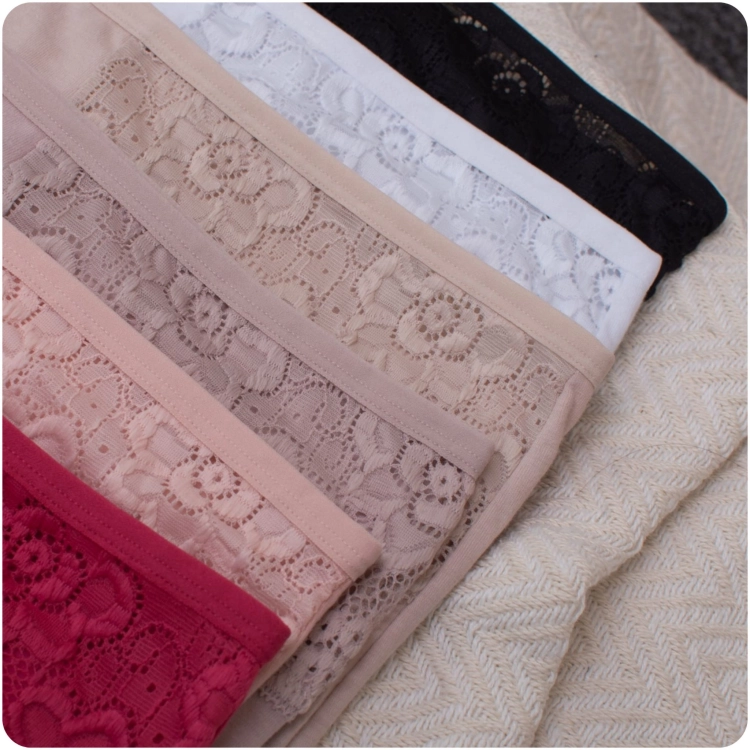 6 par Majtki bawełniane figi damskie z koronką mix kolorów