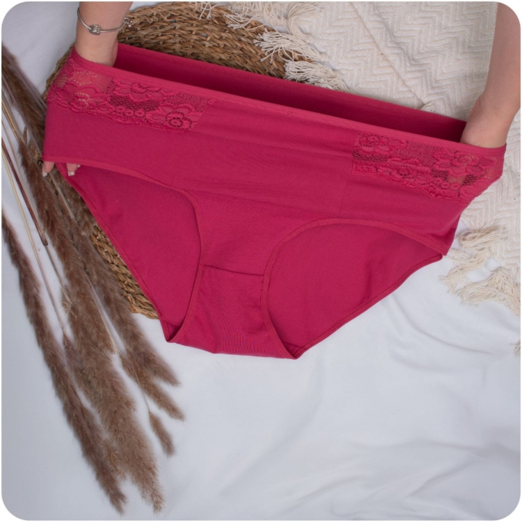 6 par Majtki bawełniane figi damskie z koronką mix kolorów