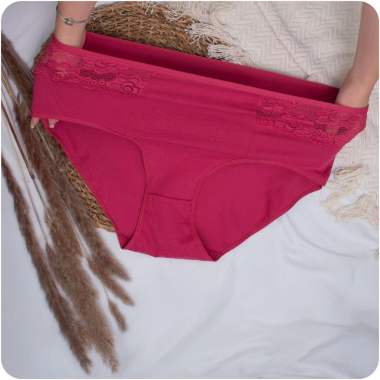 6 par Majtki bawełniane figi damskie z koronką mix kolorów