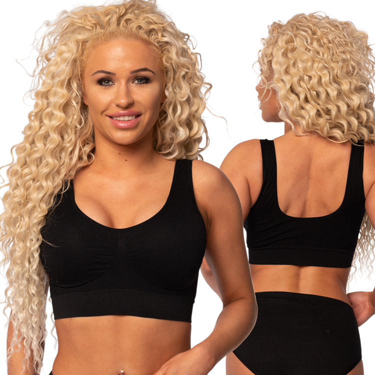 Top fitness biustonosz sportowy damski czarny