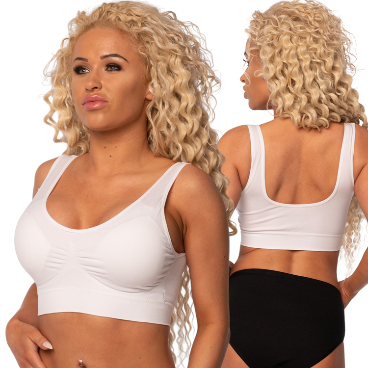Top fitness biustonosz sportowy damski biały