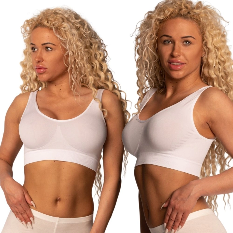 Top fitness biustonosz sportowy damski biały