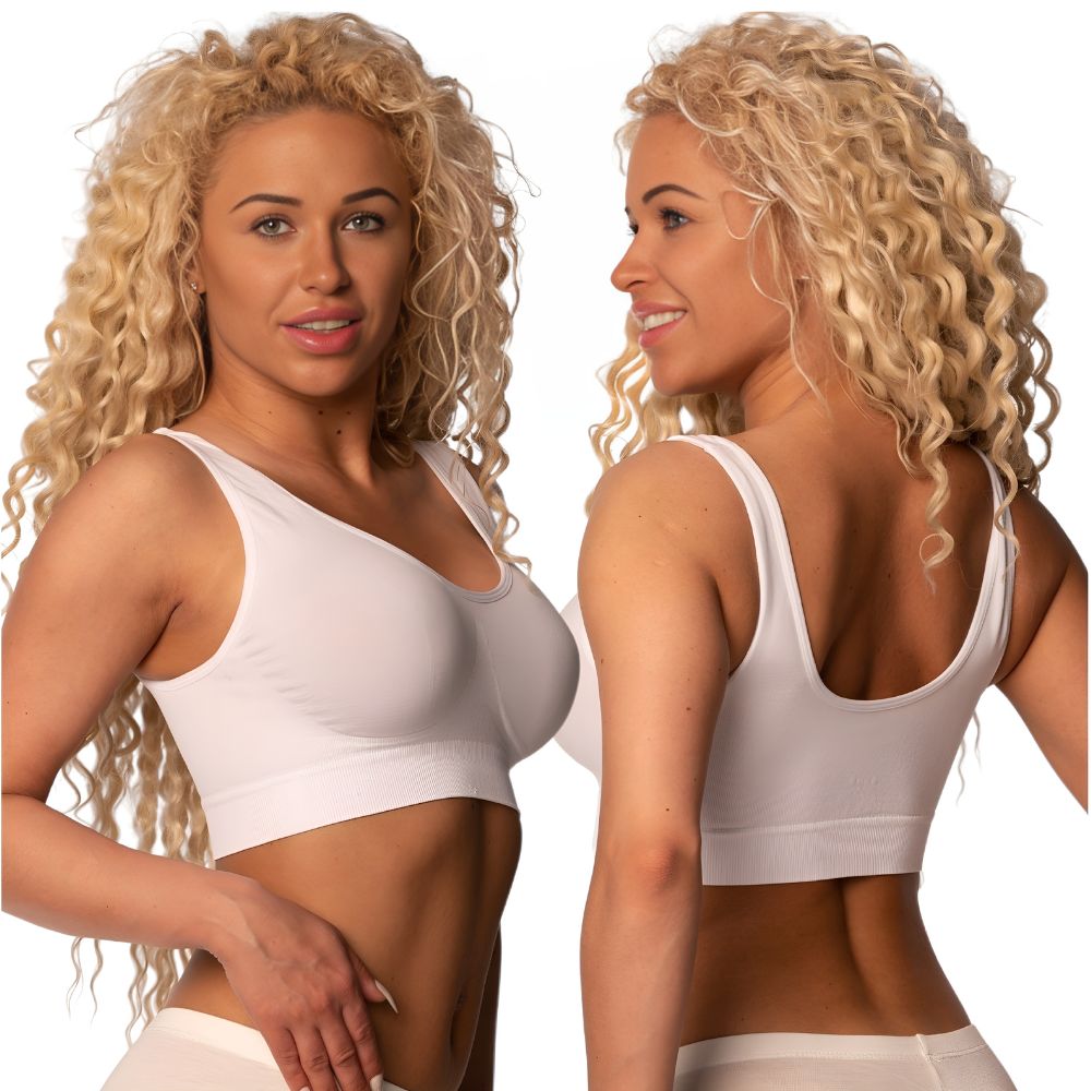 Top fitness biustonosz sportowy damski biały