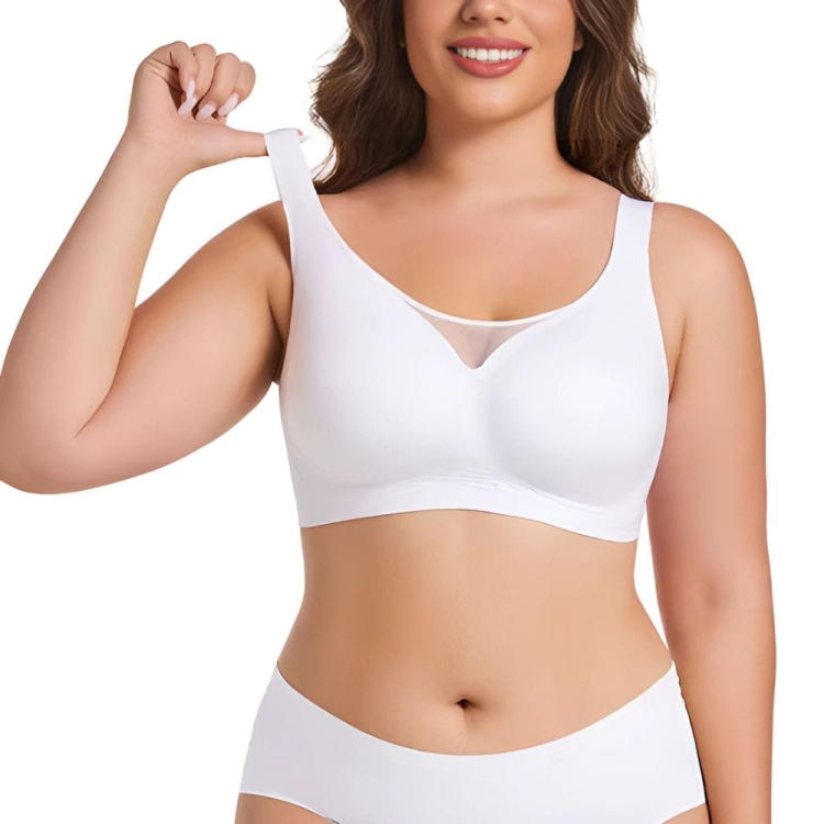 Biustonosz z siateczką z przodu elastyczny grube ramiączka biały