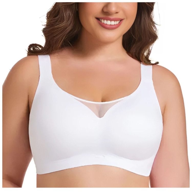 Biustonosz z siateczką z przodu elastyczny grube ramiączka biały