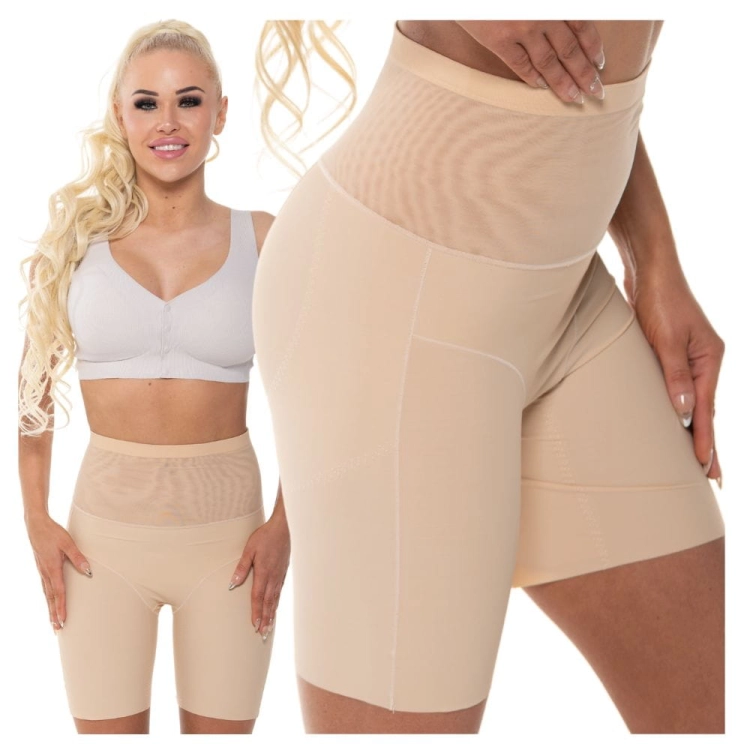Majtki z nogawkami wyszczuplające push-up beżowe