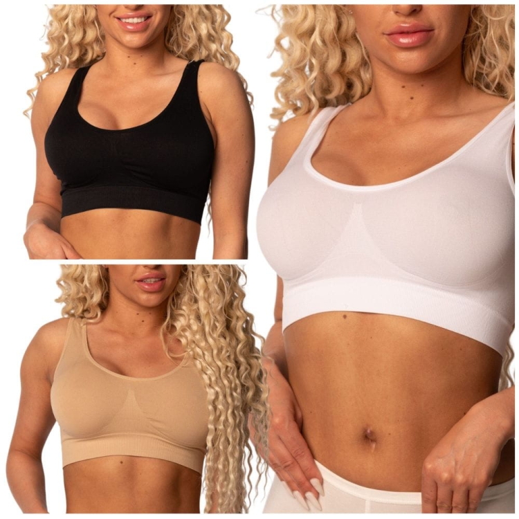Top damski biustonosz miękki stanik bez fiszbin – zestaw 3 sztuk