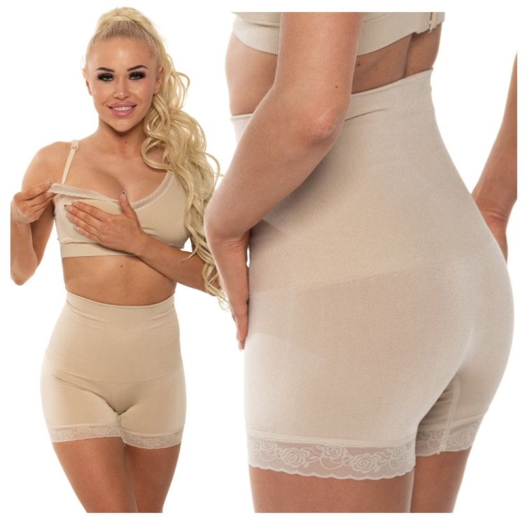 Majtki z Wysokim Stanem Wyszczuplające Z Długą Nogawką