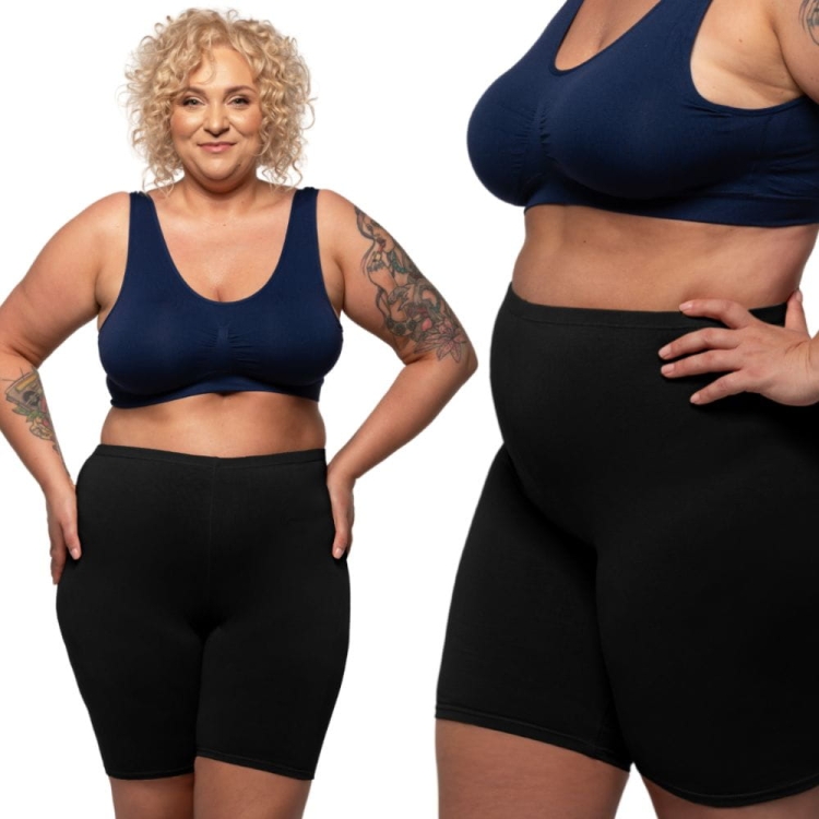 Szorty Damskie z Wysokim Stanem Bawełniane Czarne