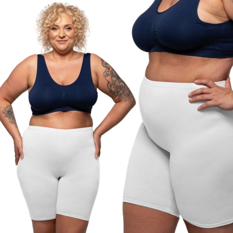 Kolarki Damskie Bawełniane Białe z Wysokim Stanem