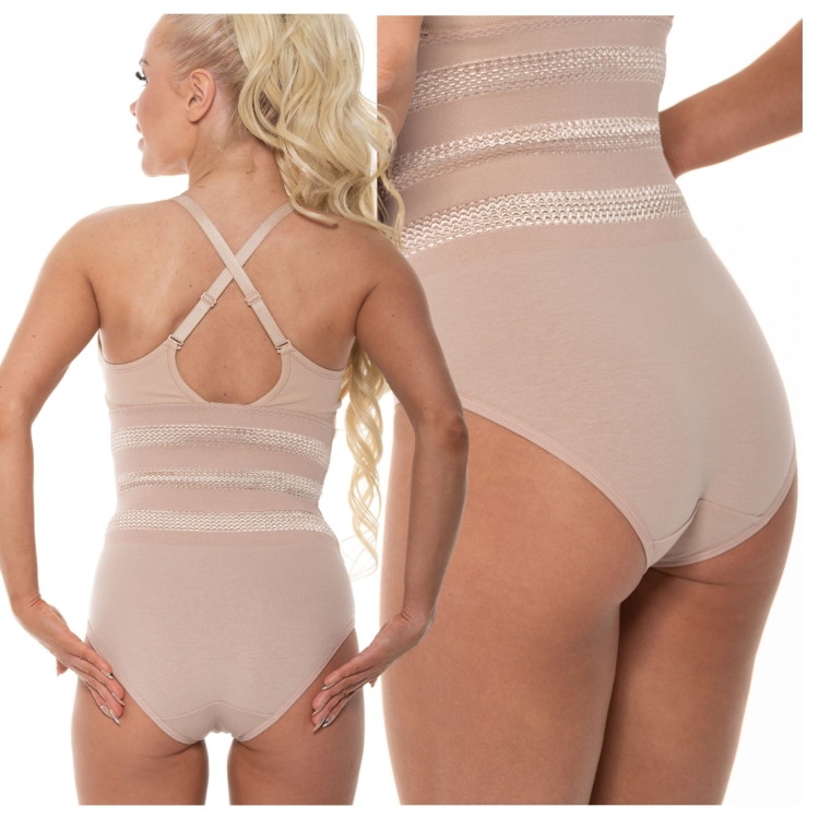 Majtki Wyszczuplające Brzuch z Koronkowym Wykończeniem