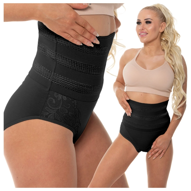 Majtki Wyszczuplające Koronkowe Damskie z Wysokim Stanem